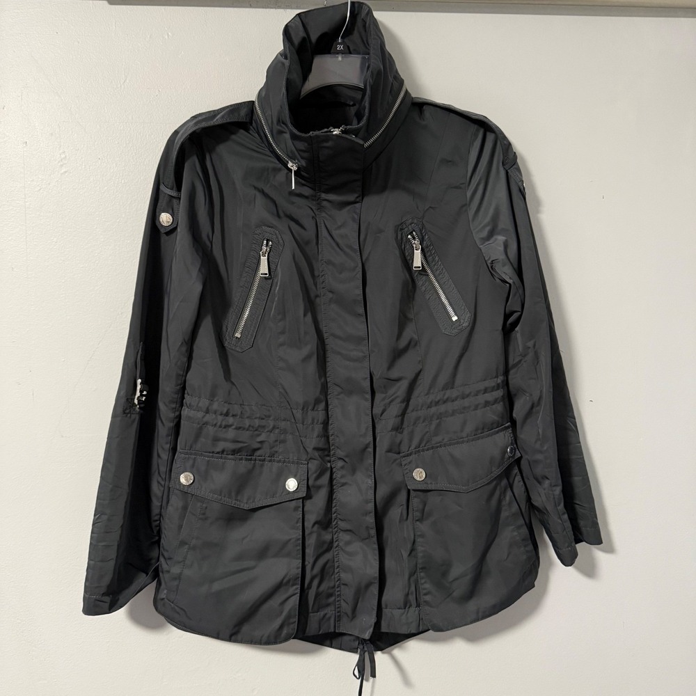 Bcbgeneration Gray Hooded Utility Jacket Roll Tab… - image 2